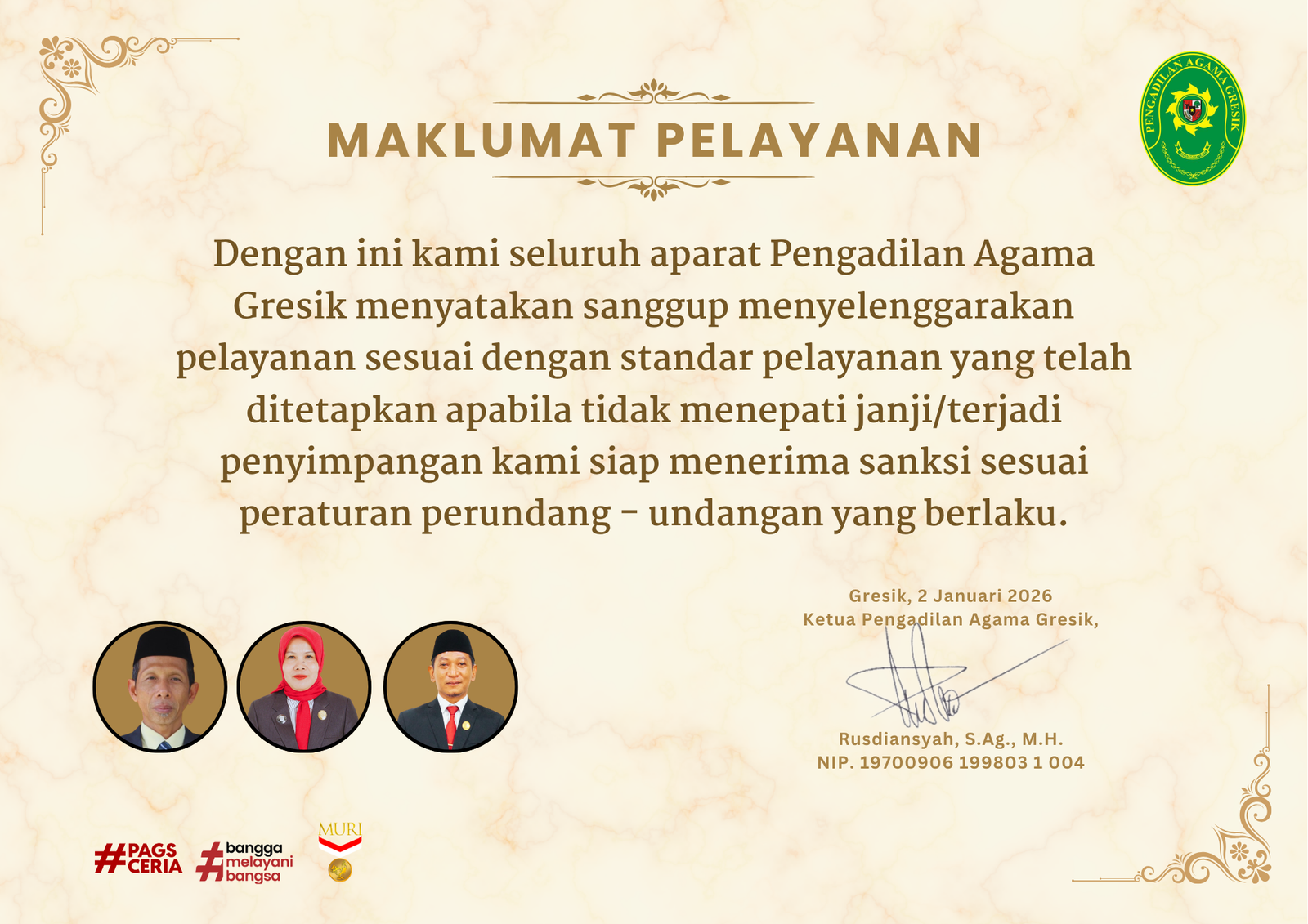 Maklumat Pengadilan Agama Gresik baru