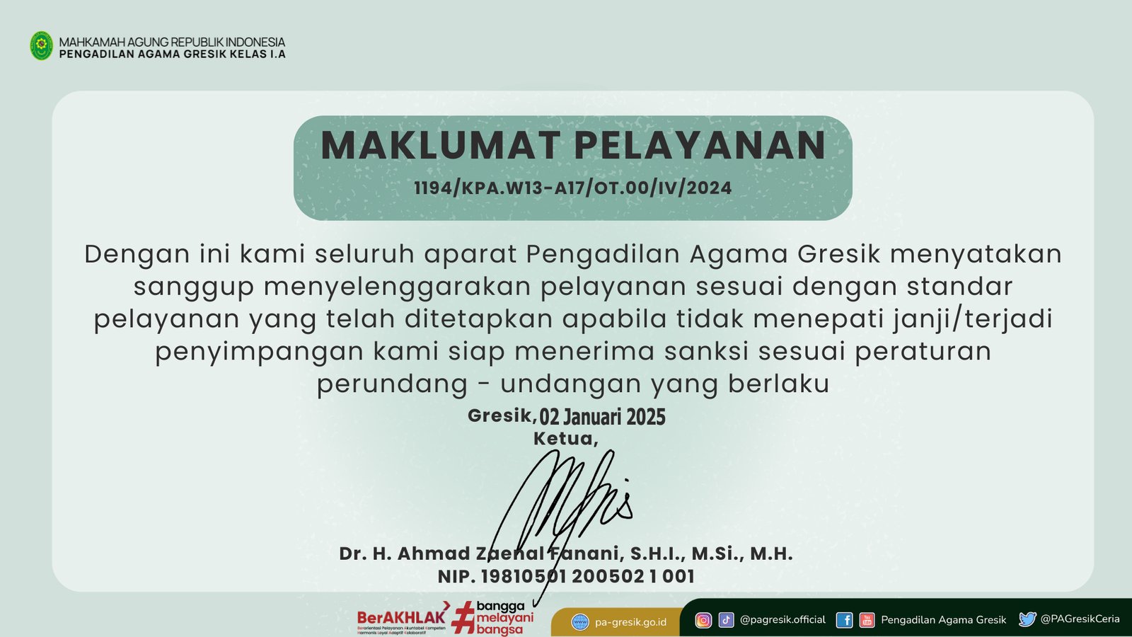 Maklumat Pelayanan